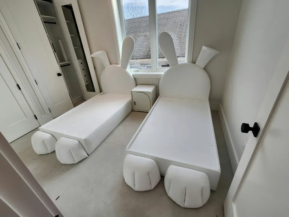 Kids' bunny-ear upholstered beds by Elegant Window Fashion